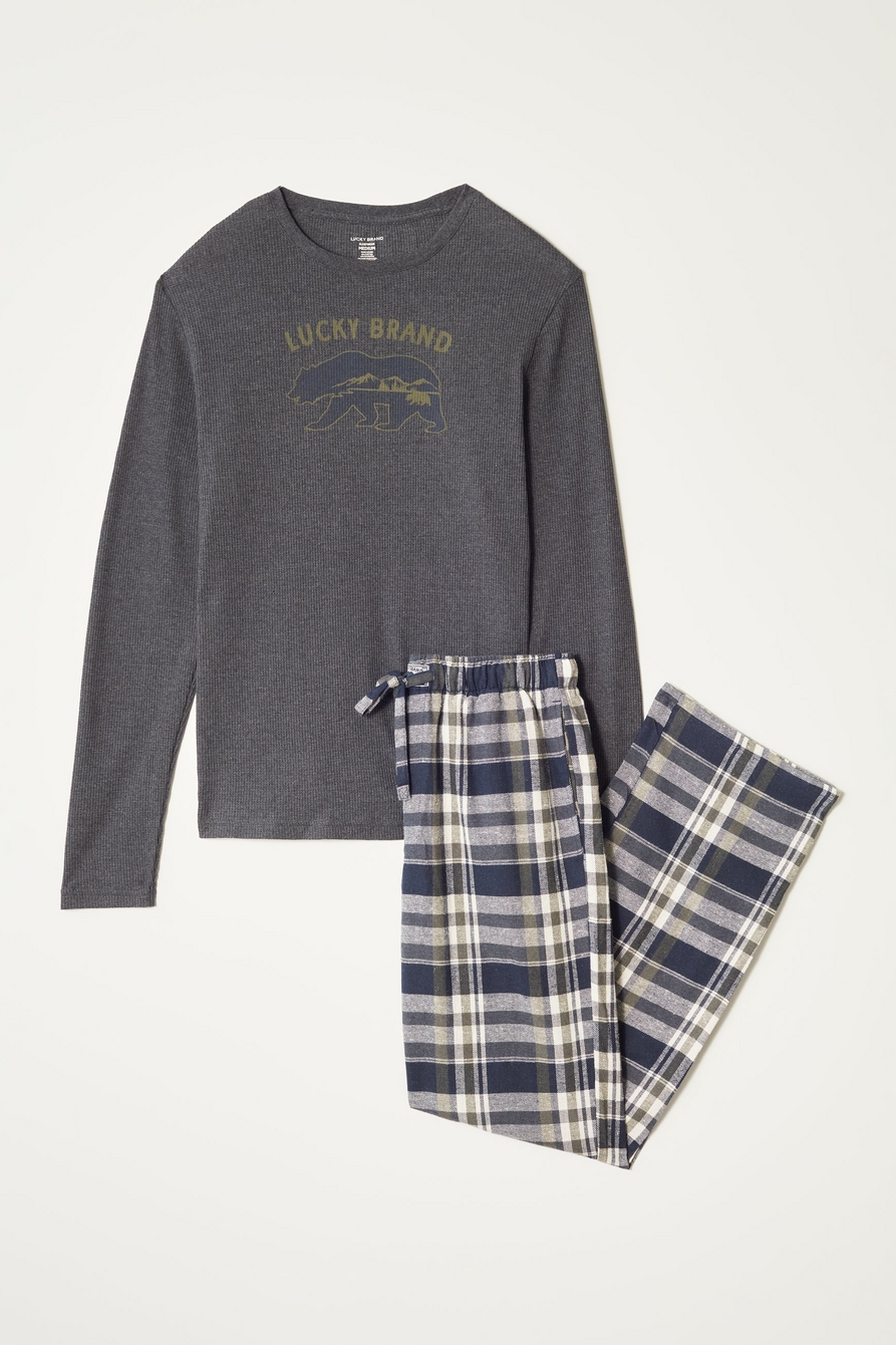 l/s thermal crew & flannel pant giftset